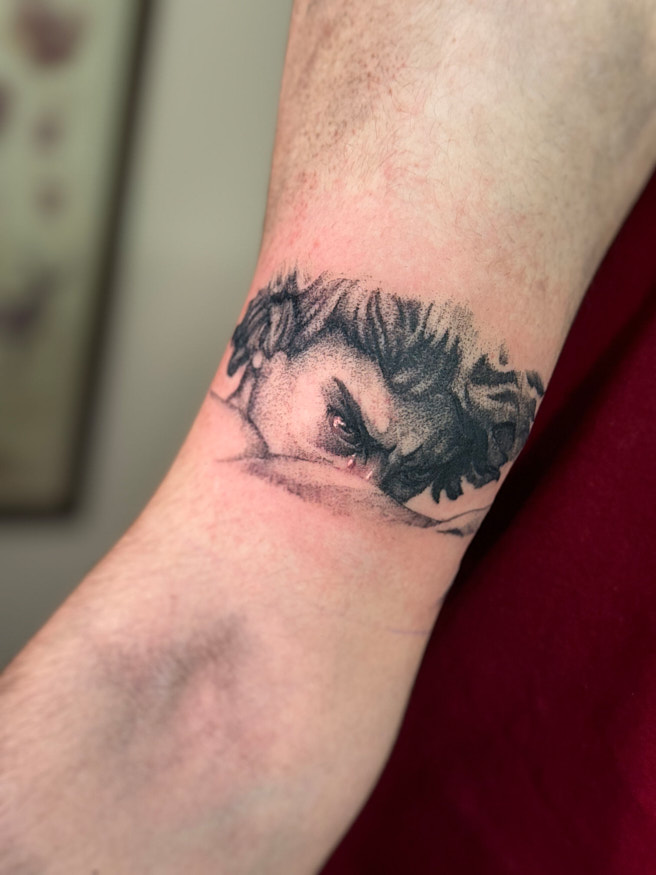 David black and white tattoo by Anna Saveria